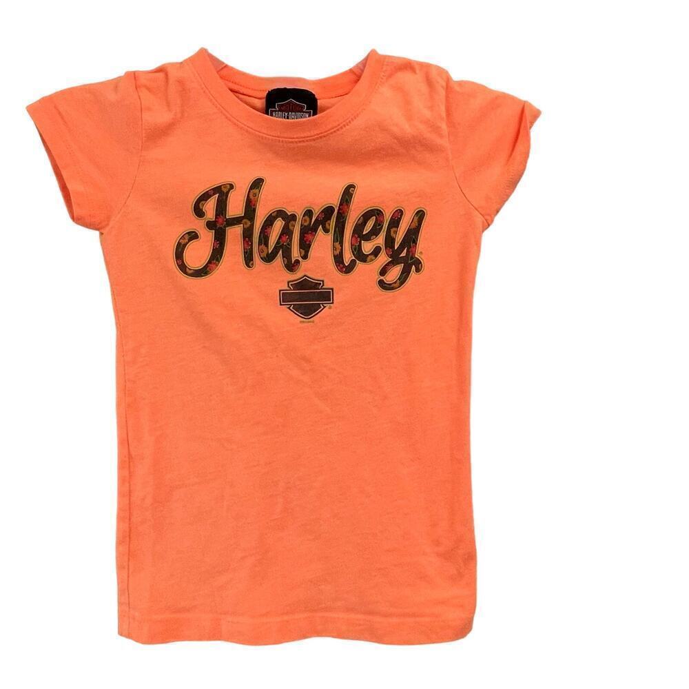 Harley Davidson Girls Orange Short Sleeve Tee Size 6X Bossier City
